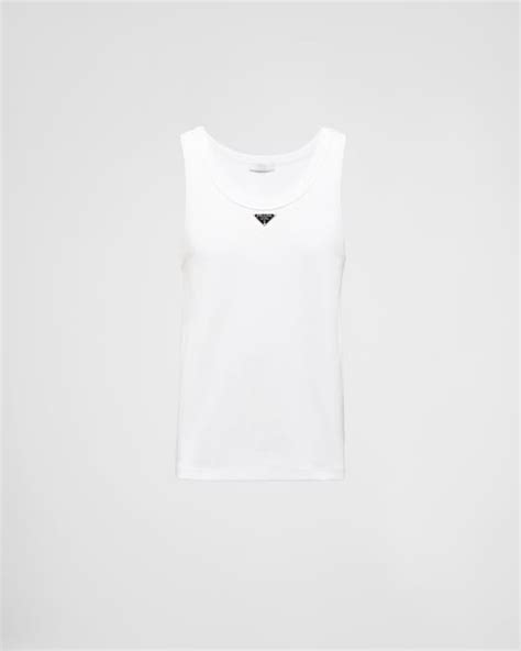 Prada Cotton Tank Top White Men's 